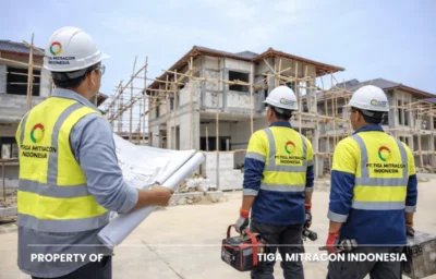 Tim Tiga Mitracon Yogyakarta melakukan pengecekan proyek pembangunan rumah bertingkat